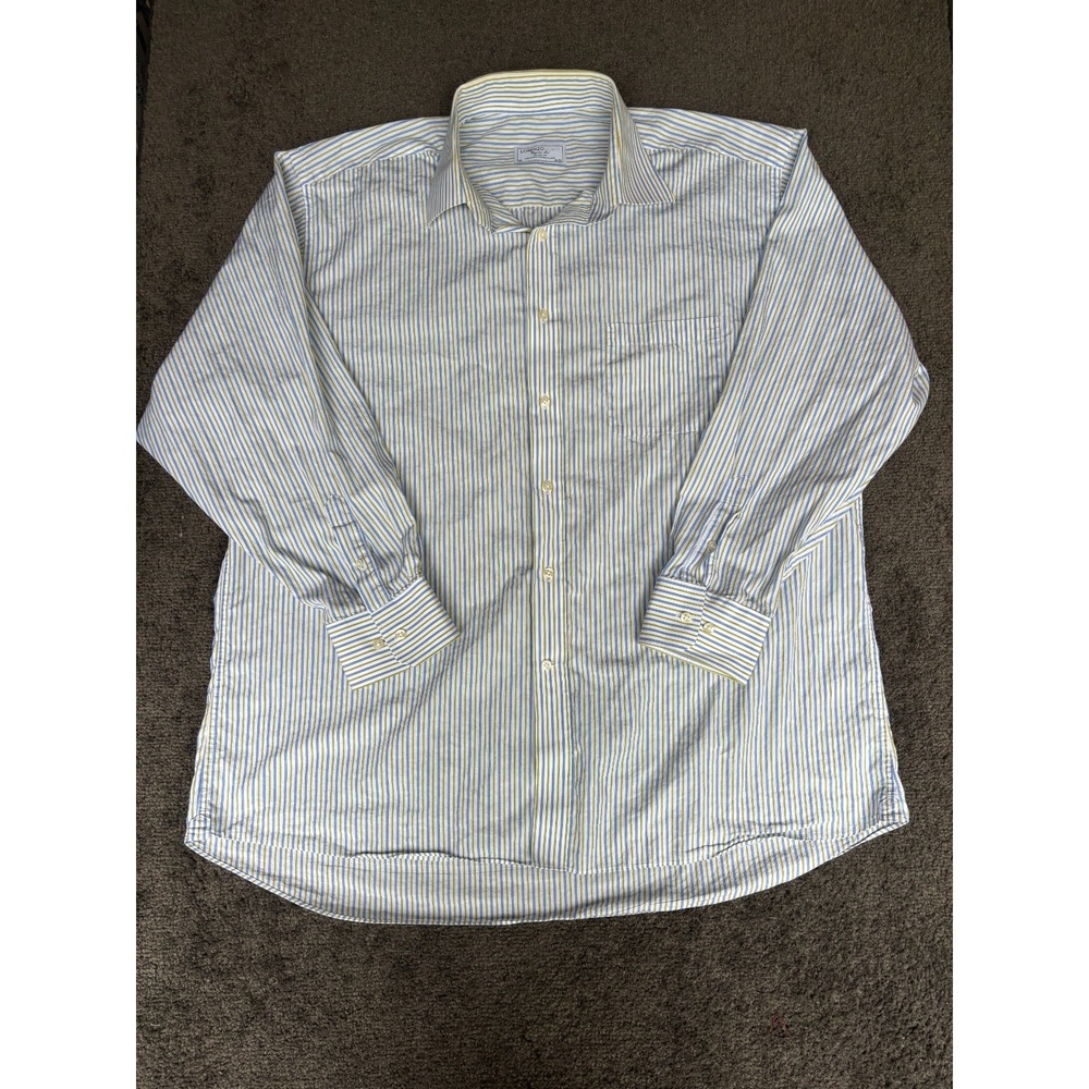 Lorenzo Uomoโ Shirt Men's Size 34 X 35 Light Blue Striped Long Sleeve Button Up